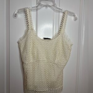 EUC VIKA GAZINSKAYA Ivory pullover  lace camisole style top size 40
